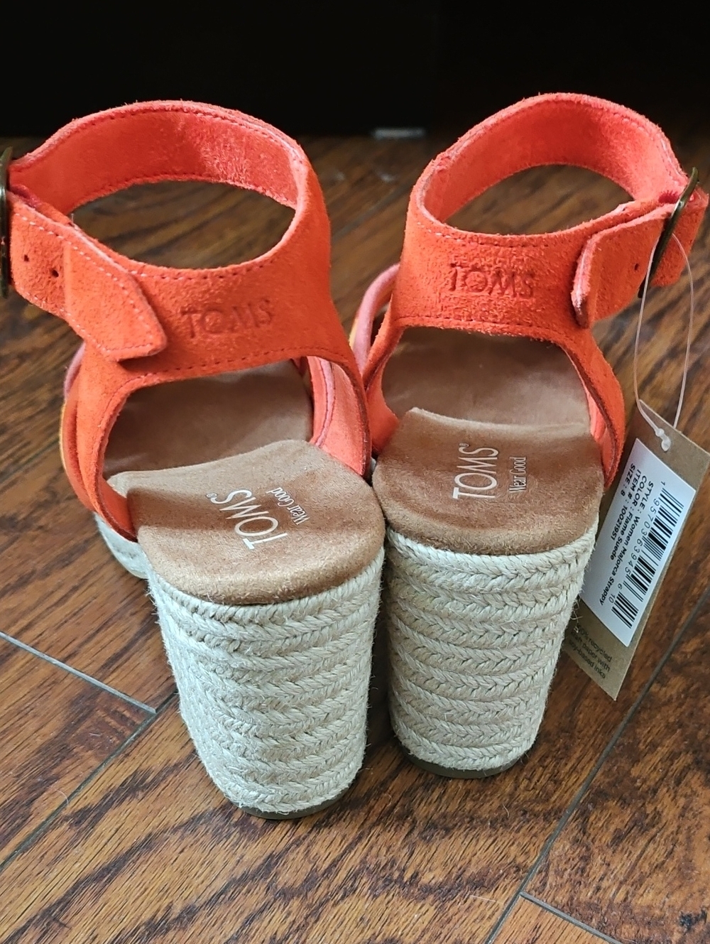 TOMS Majorca Strappy Sandal Flame Suede Size 8 NWT - Picture 7 of 11
